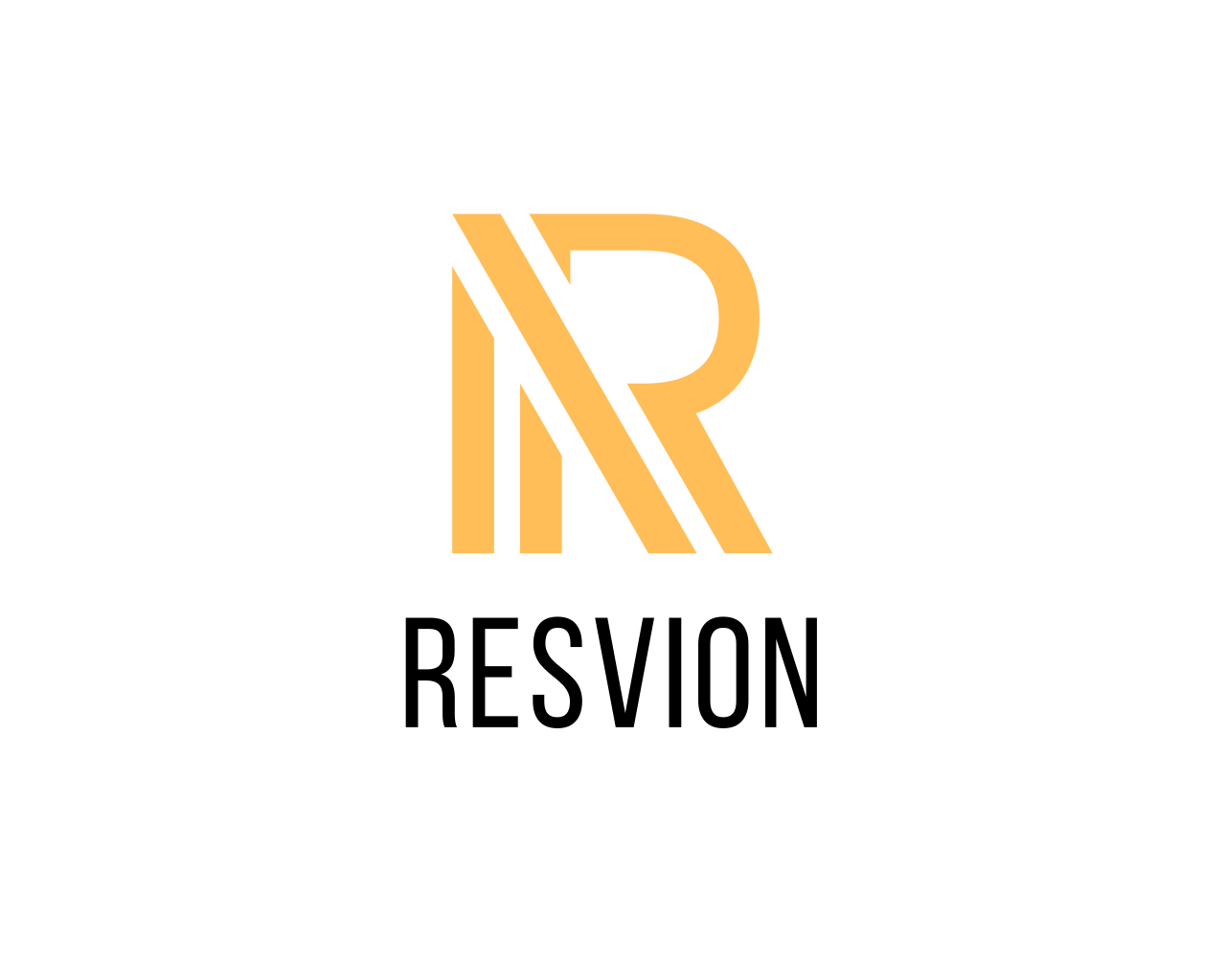 Gold and black logo of RESVION on a white background
